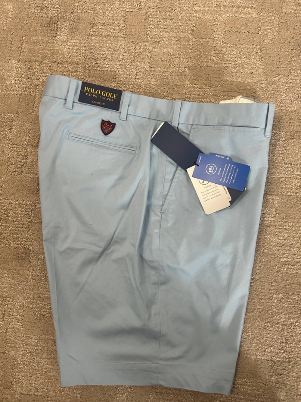 Light Blue Flat-Front Men’s Shorts
